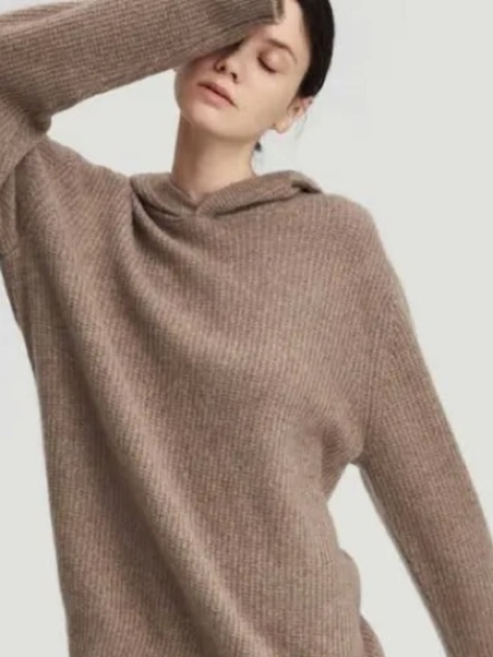 Nap 100% Cashmere Hooded Sweater Gray M - Picture 10 of 11